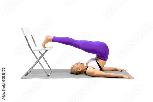 фотографія Inverted asana in Iyengar yoga with props