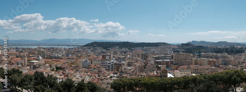 Panoramic aerial view of Cagliari from old City - Sardinia.