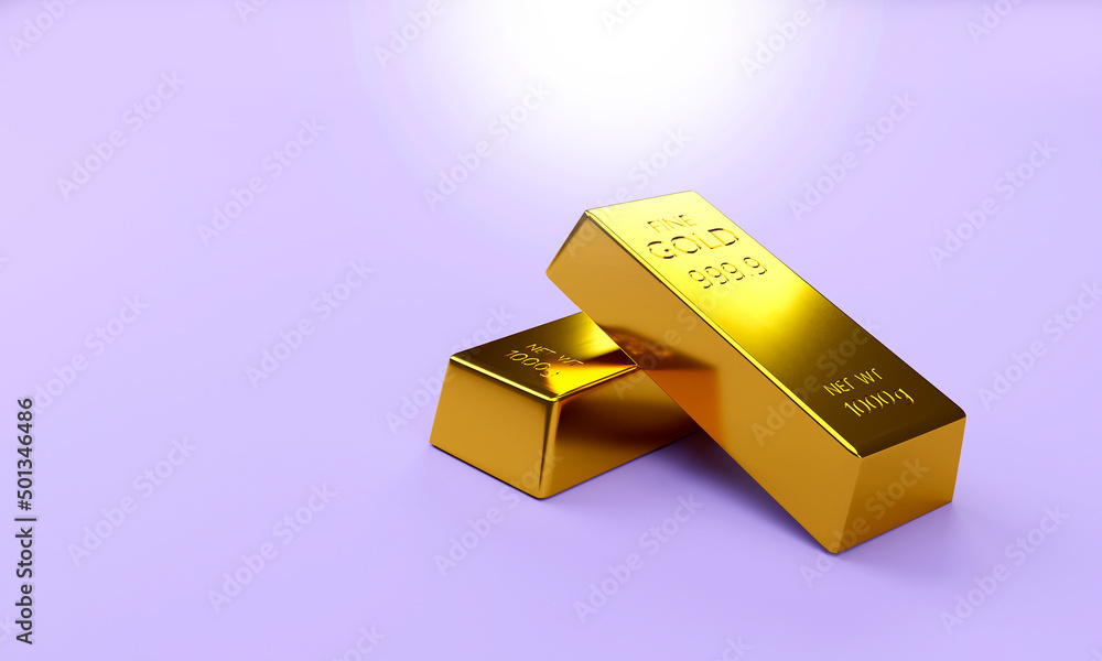 gold bars 3D rendering background with space gold bars 3D rendering background with space