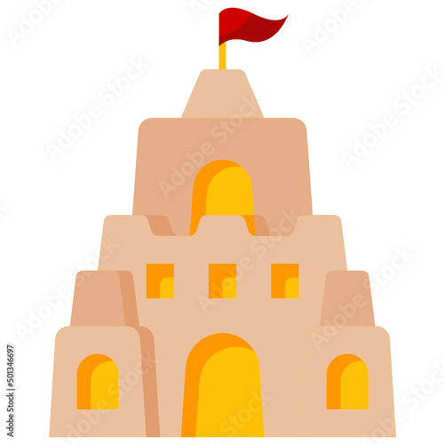 sand castle flat icon