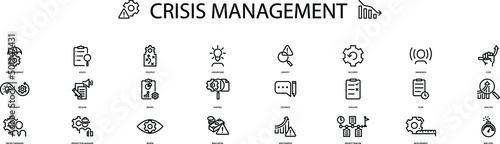Crisis management icon set