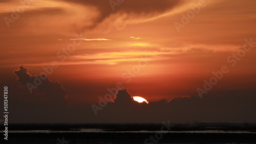 Beautiful views of the panorama and the sea at sunset.
