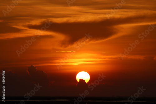 Beautiful views of the panorama and the sea at sunset.