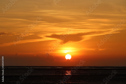 Beautiful views of the panorama and the sea at sunset.