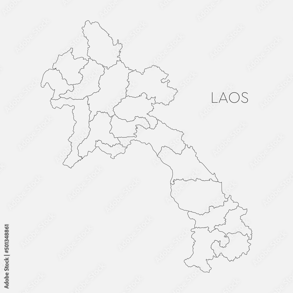 Vector map country Laos divided on regions