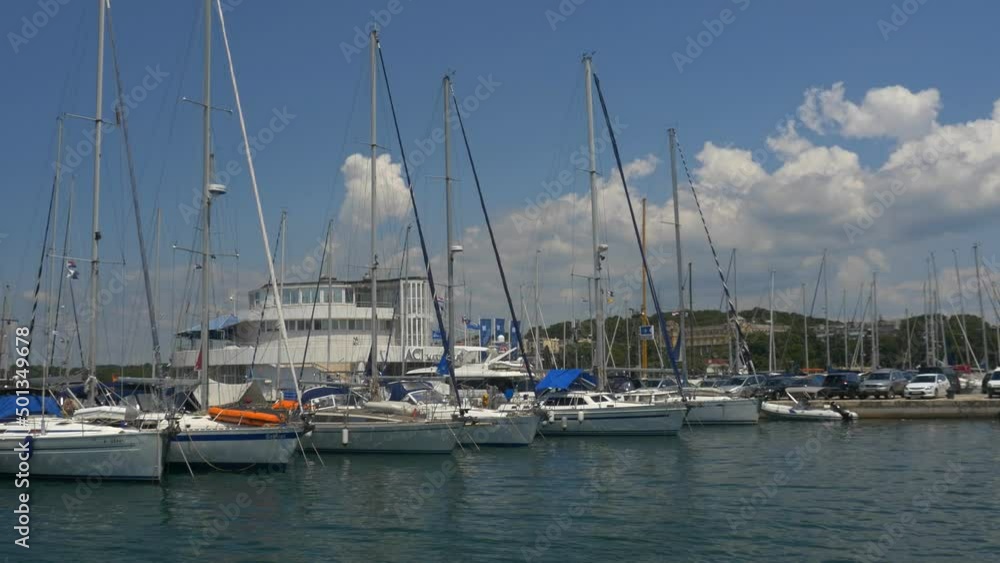 Pleasure craft moored at the marina in Pula Pleasure craft moored at the marina in Pula