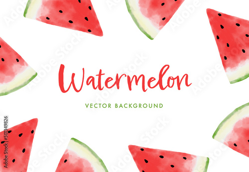 vector background with slices of watermelon in watercolor for banners, cards, flyers, social media wallpapers, etc.