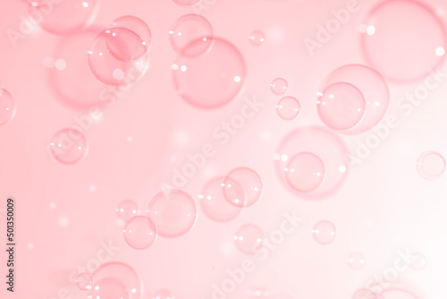 Pink Transparent Soap Bubbles Texture Background. Soap Sud Bubbles Water