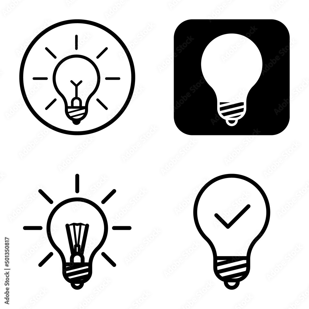 Lightbulbs1-3 Flat Icon Set Isolated On White Background Lightbulbs1-3 Flat Icon Set Isolated On White Background