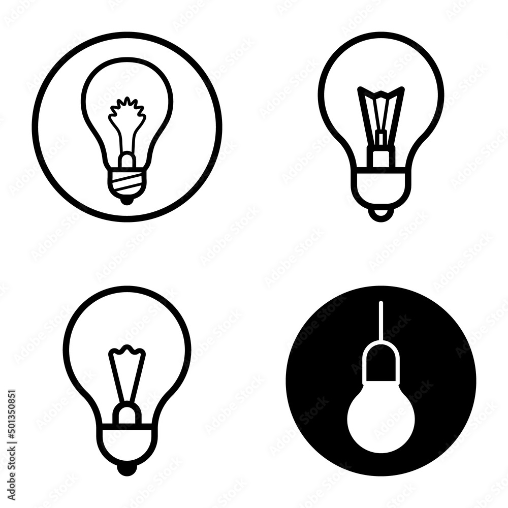Lightbulbs1-3 Flat Icon Set Isolated On White Background Lightbulbs1-3 Flat Icon Set Isolated On White Background