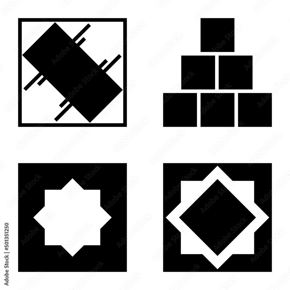 Square2 Flat Icon Set Isolated On White Background Square2 Flat Icon Set Isolated On White Background