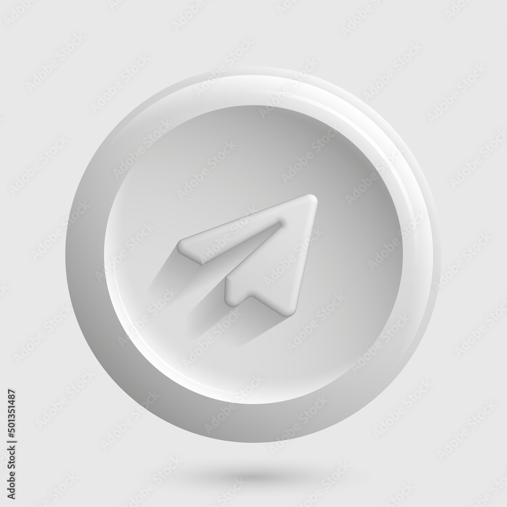 White Messaging App Icon. Paper airplane Isolated 3D Button. Vector illustration White Messaging App Icon. Paper airplane Isolated 3D Button. Vector illustration