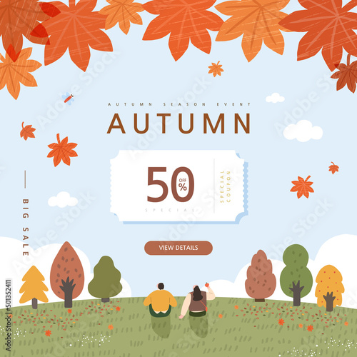 autumn shopping event illustration. Banner.