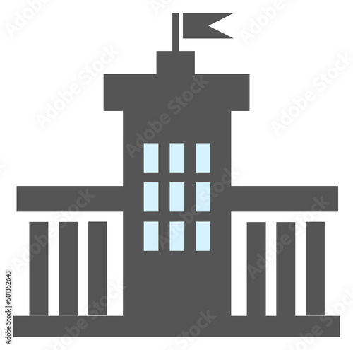Goverment icon. City public service building exterior