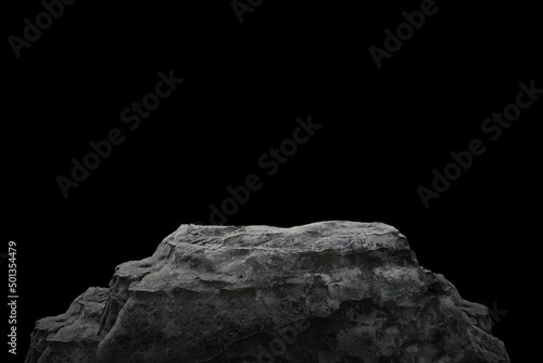 Stone podium on dark black background. photo