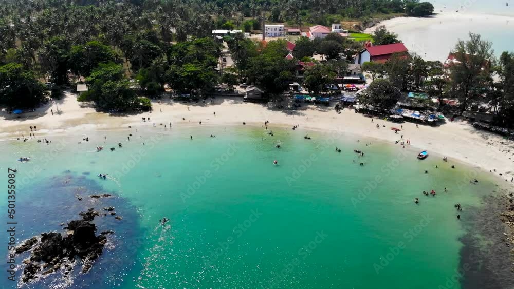 Aerial view on tropical beach and rocks, Prachuap Khiri Khan, Thailand Aerial view on tropical beach and rocks, Prachuap Khiri Khan, Thailand