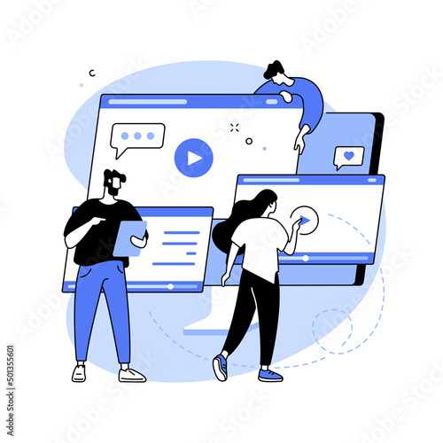 Video content marketing abstract concept vector illustration.