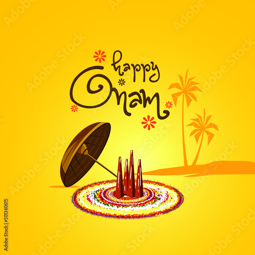 illustration of Happy Onam festival of South India Kerala photo