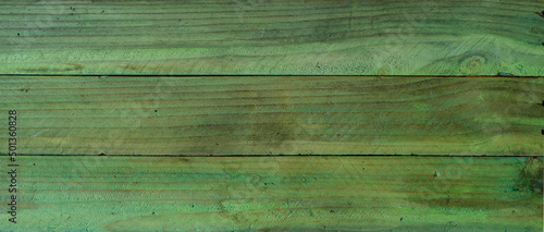 Grungy green wooden boards with rough texture as background