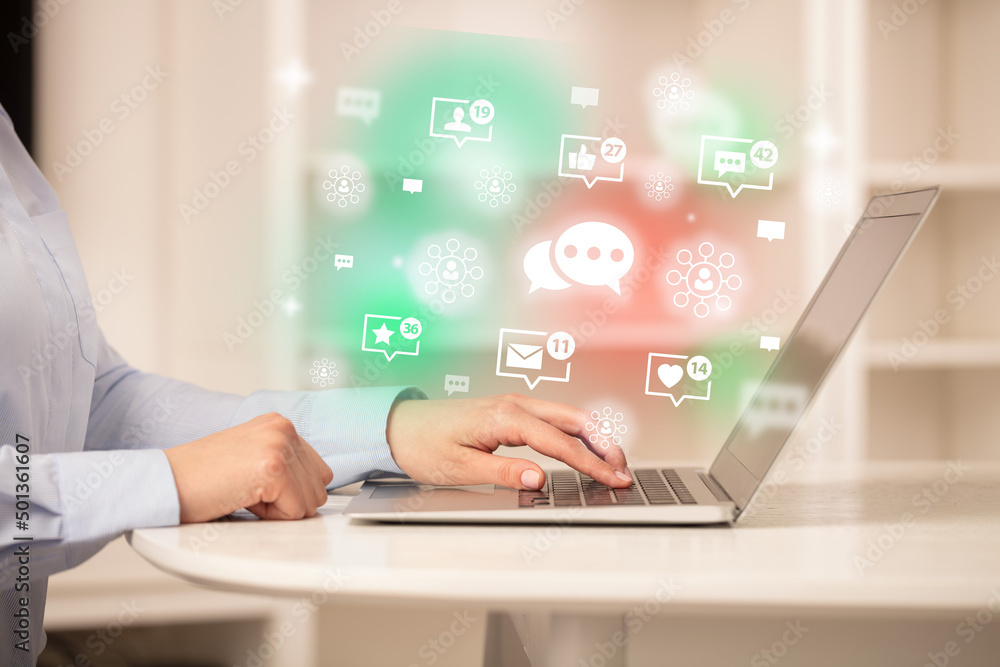 Young person surfing on social media network Young person surfing on social media network