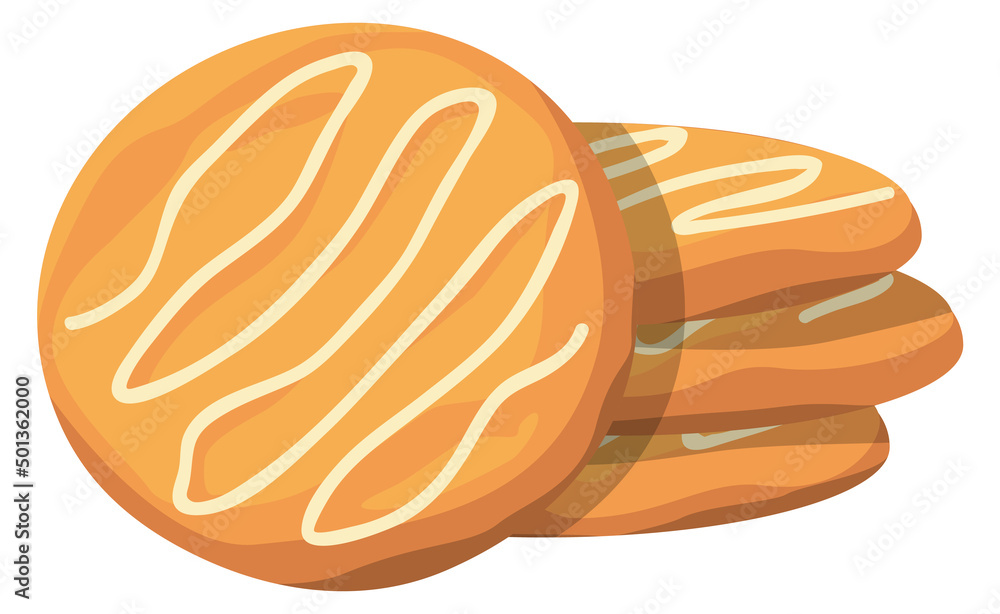 Homemade cream cookie. Round bakery cartoon icon Homemade cream cookie. Round bakery cartoon icon