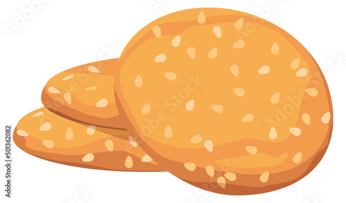 Sesame seed cookie. Round homemade biscuit icon