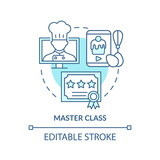 Master class turquoise concept icon. Internet courses for students. Online education abstract idea thin line illustration. Isolated outline drawing. Editable stroke. Arial, Myriad Pro-Bold fonts use