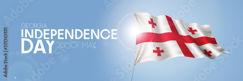 Georgia happy independence day greeting card, banner with template text vector illustration