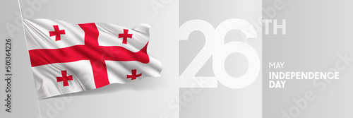 Georgia happy independence day greeting card, banner vector illustration