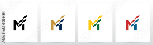 Waving Flag On Letter Logo Design M