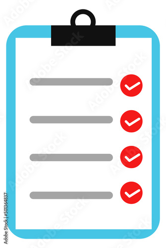 Checklist icon. Clipboard with completed list document