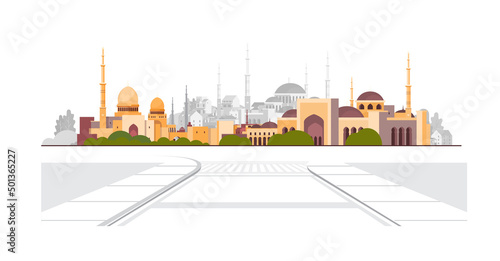 nabawi mosque building architecture exterior muslim cityscape horizontal
