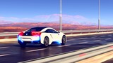 Future car going on the road 4k animation