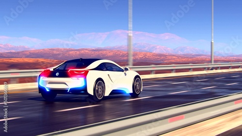Future car going on the road 4k animation © unlimit3d