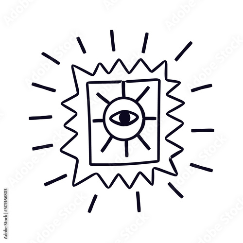 Doodle magic card with esoteric eye