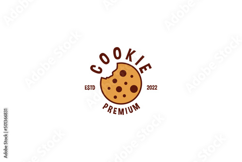 Flat chocolate chips cookies icon logo design vector template