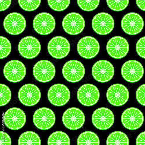 seamless lemon slices pattern isolated on black background	