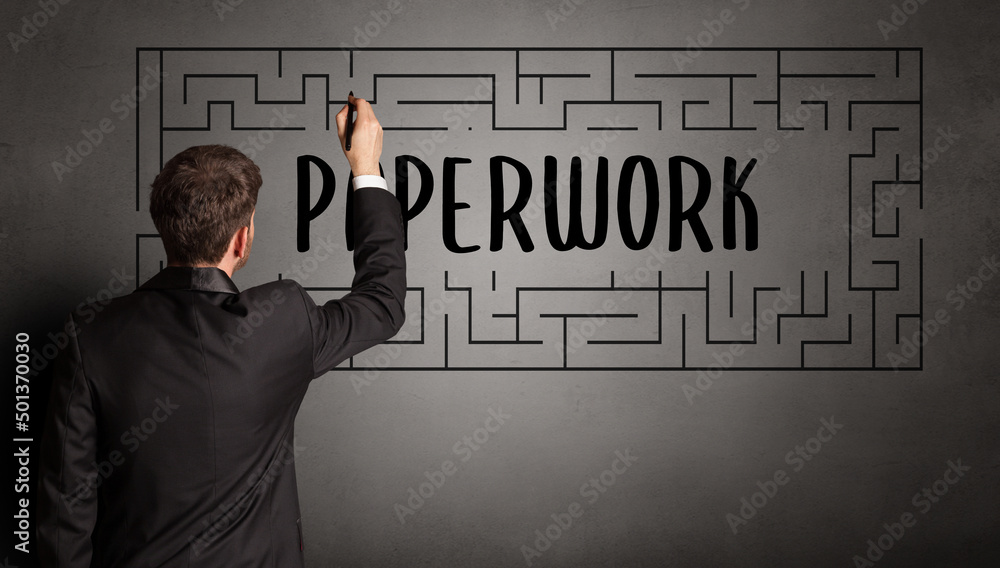 businessman drawing maze concept businessman drawing maze concept