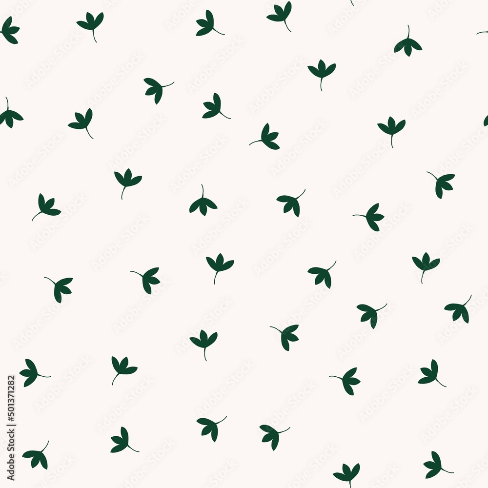 Fototapeta premium Simple leaves seamless pattern on white background