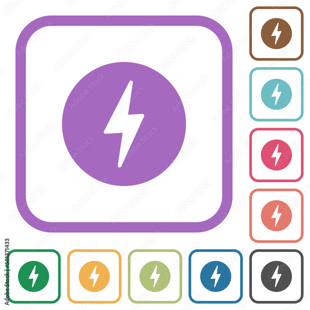 Lightning in circle solid simple icons