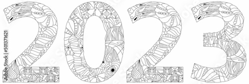 2023 two thousand twenty-three vector design for coloring