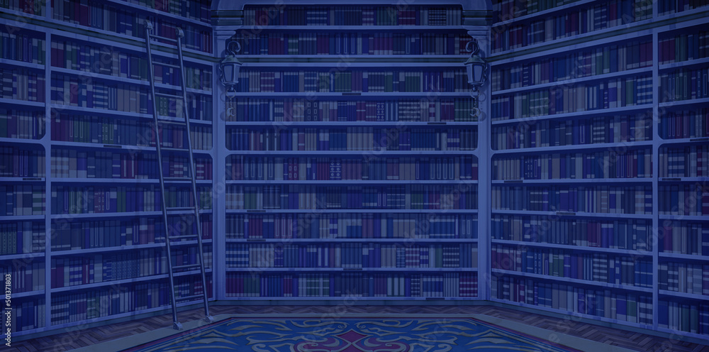 anime girl in a library