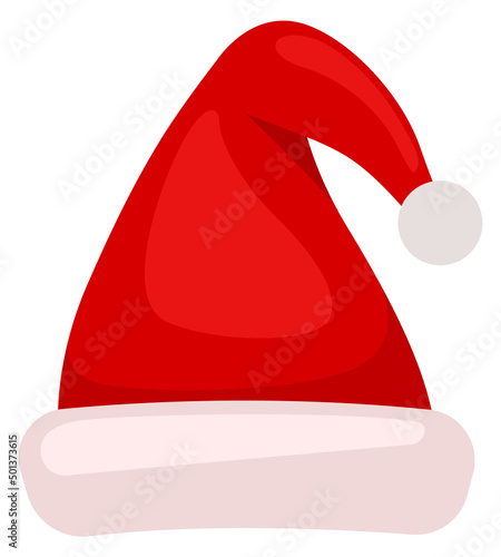 Christmas red party hat. Cartoon elf cap