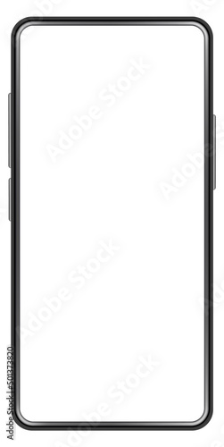 Smartphone screen front view. Blank frame mockup