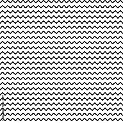 Zigzag lines ornament. Seamless pattern. Jagged stripes motif. Waves ornate. Curves image. Wavy figures background. Digital paper, textile print, web design, abstract illustration. Vector artwork