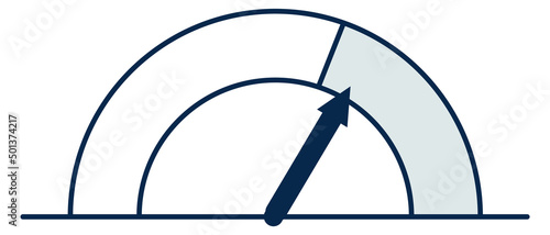 Semi circle indicator with arrow. Round gauge icon