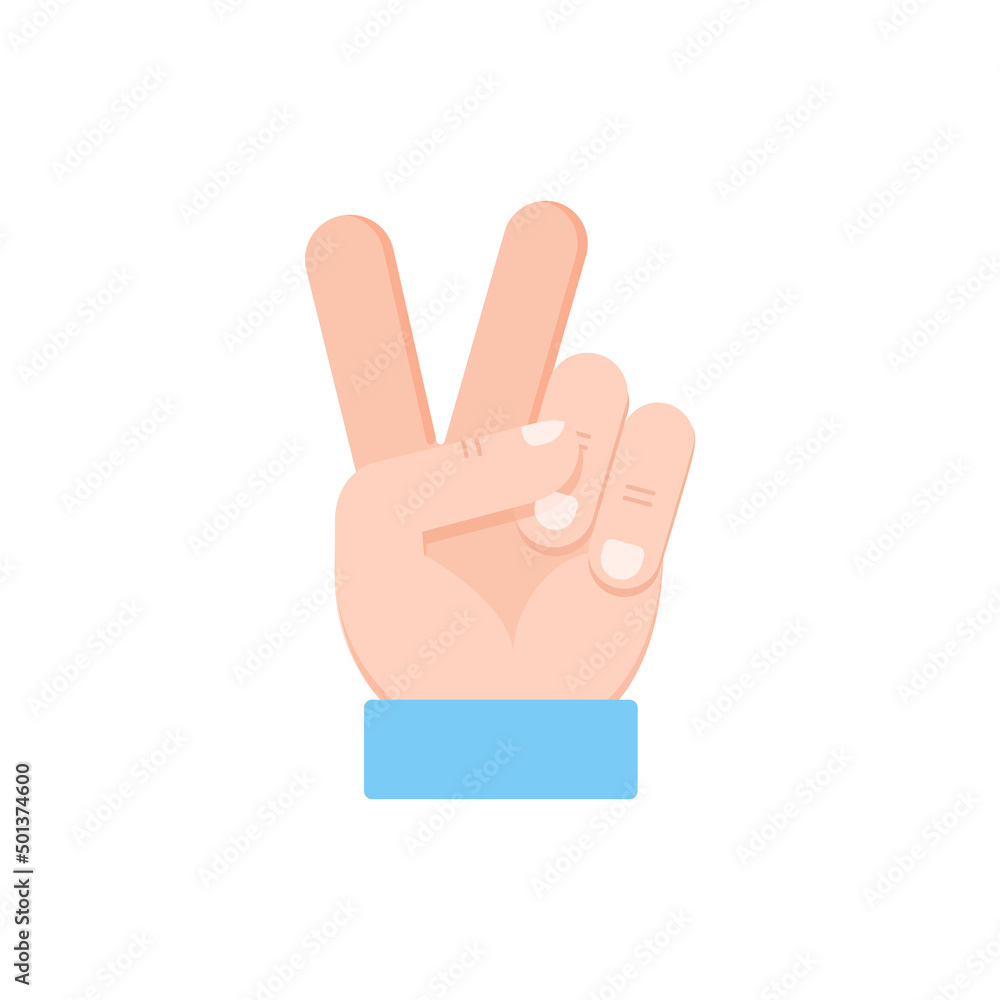 Flat peace sign illustration. Victory hand gesture icon.