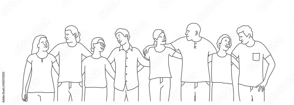 Happy diverse hugging people. Concept of friendship day, unity. Happy diverse hugging people. Concept of friendship day, unity.