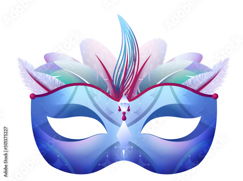 Blue carnival mask. Brasilian carnival face accessory