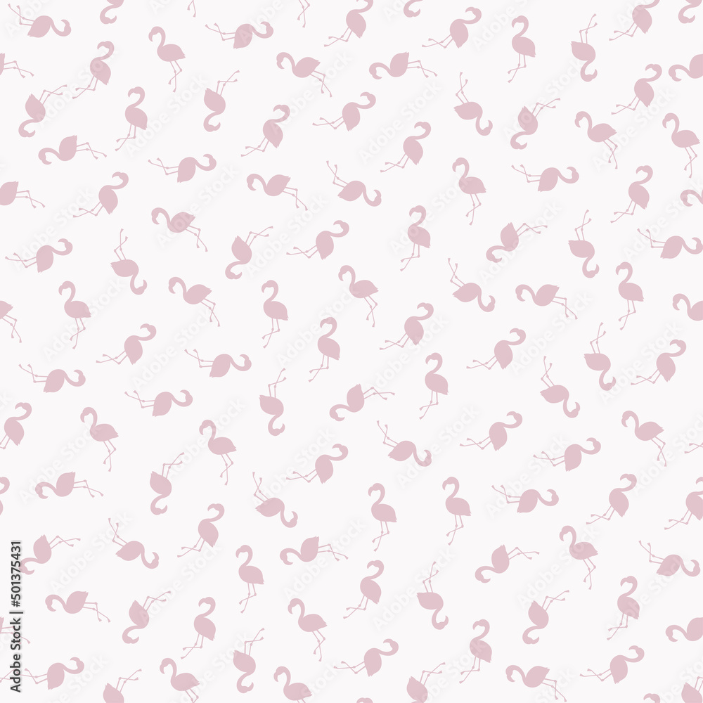 Pink flamingo seamless pattern with white background.